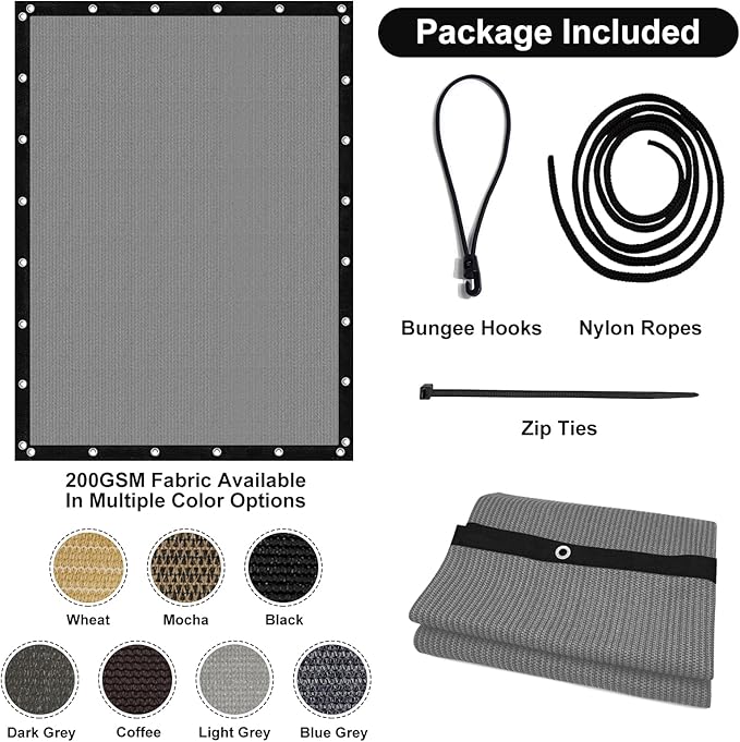 Artpuch 90% Sun Shade Cloth, 4 x 6 FT Pergola Shade Cover Canopy with Grommets, Sun Screen Fabric Tarp for Patio, Outdoor, Garden, Backyard, Blue Grey