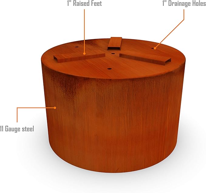 Plantercraft Large Round Planters for Outdoor Plants | 36x16 Inch Tall Corten Steel Planter | Extra Large Outdoor Planters for Entryway, Patio & Deck | Weathering Metal Planter