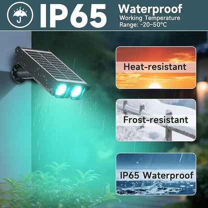 RGB Solar Spot Lights : 2 IN 1 Solar Lights Outdoor with 8 Lighting Modes & PC Light Guide Column for Tree Garden Yard Pathway | RGB Color Changing Landscape Lights | IP65 Waterproof | 6 Pack