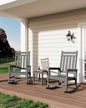 GarveeLife Poly Lumber Rocking Chair Outdoor Set of 2 with Side Table - HDPE High Back Porch Rocker Chairs for Adults - All Weather Resistant Furniture for Patio - Gray