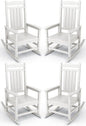KINGYES HDPE Patio Rocking Chair Set of 4, Outdoor Rocking Chairs Porch Rocker for Adults, White