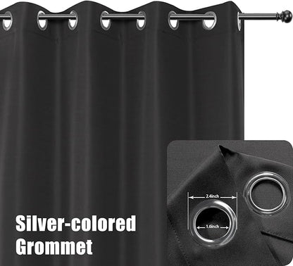 BONZER Waterproof Indoor/Outdoor Curtains for Patio Thick Privacy Grommet Curtains for Bedroom, Living Room, Porch, Pergola, Cabana, 1 Panel, 84W x 108L inch, Charcoal
