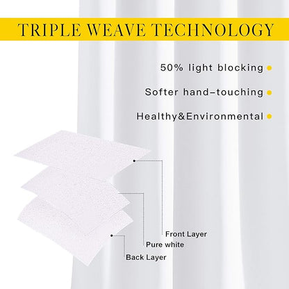 NICETOWN Sliding Door Curtain Window Treatment for Living Room, Energy Smart Thermal Insulated Extra Wide Solid Blackout Curtains/Drapes for Patio Door (Pure White, W80 x L84)