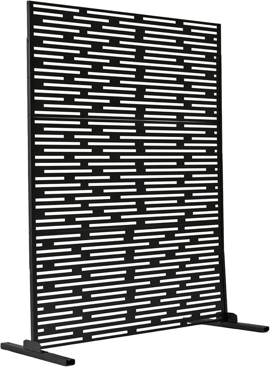 Oakland Living 6 ft. X 4 ft. Black Freestanding Metal Privacy Screen Room Divider