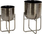 Deco 79 Metal Round Planter with Removable Stand, Set of 2 16", 13"H, Black
