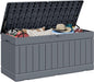 JUMMICO 78 Gallon Outdoor Deck Box Large Resin Storage Box for Patio Furniture Cushions, and Garden Tools (Gray)