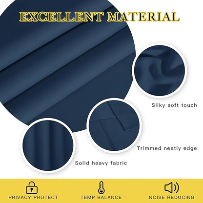 NICETOWN Vertical Blinds for Sling Glass Patio Door - Silver Grommet Top Privacy Blackout Window Curtains for Bedroom, 100 inch Extra Wide Drapes (Moroccan Blue, W100 x L84, 1 Panel)