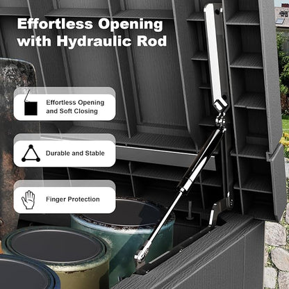 280 Gallon Outdoor Storage Box, Large Resin Deck Box for Patio Cushions, Garden Tools, Pool Accessories, Waterproof and Lockable Design, Storage Bench for Backyard & Deck(Black)