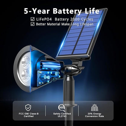 Solar Lights Outdoor Waterproof IP65,3000K Super Bright LED,2 Lighting Modes, Solar Powered Yard Garden Solar Spot Lights for Flag Landscape Auto On/Off-1 Pack