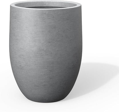 Kante Tall Concrete Planter, 21.7-Inch Height Gray Large Indoor Outdoor Plant Pot with Drainage Hole for Patio Garden Home, Modern Decor for Flowers and Tree