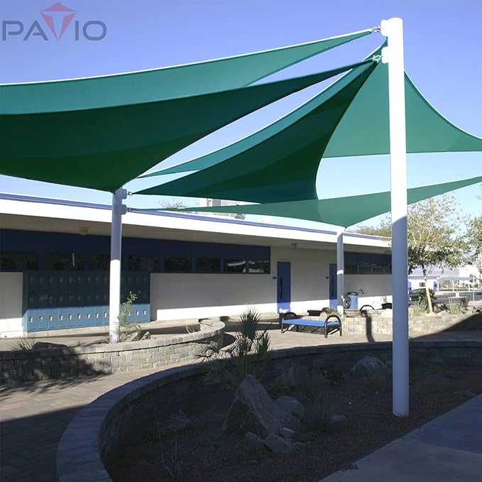 Patio Paradise 10' x 10' x 10' Sun Shade Sail Triangle Canopy Shade Cloth Fabric Sunlight Block Patio Pergola Cover HDPE Deck Awning for Outdoor Backyard Roof Shading, Turquoise