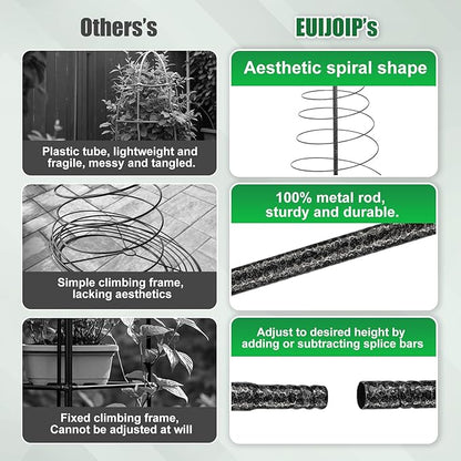 72in Tall Spiral Frame Trellis for Climbing Plants Outdoor, Heavy Duty Metal Garden Plant Tower, Rustproof Support for Pole Bean Cucumber Sweet Peas Clematis Vines, Anti-Tip Pot Indoor Decor, 1 Pack