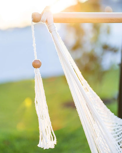 JoyView Hammock Chair with Spreader Bar Caribbean Hammock Swing Chair 300 LBS Weight Capacity XL Rope Hanging Chair for Outdoor Indoor Garden Yard - Red
