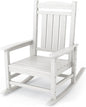 KINGYES HDPE Outdoor Rocking Chair, Widened Seat Patio Rocking Chair, Oversized All Weather Patio Rocker, White