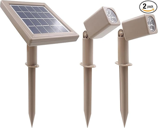 HEX 30X Twin Solar Spotlight Warm White LED Waterproof Dimmable Dusk to Dawn for Outdoor Garden Yard Landscape Pathway Downlight Uplight
