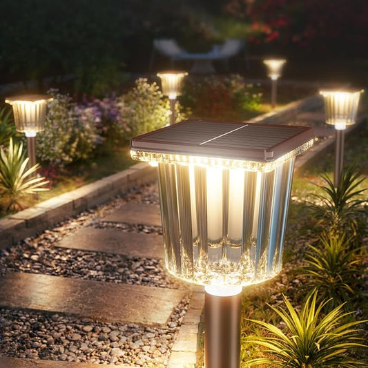 Super Bright Solar Garden Lights Powered 8 Pack,Adjustable Warm&Cool White,Waterproof IP65 Solar Pathway Outdoor Decor Landscape Lighting Outside for Front Yard/Patio/Walkway/Driveway/Lawn/Path Light