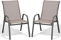 Patio Chairs Set of 2, Easily Set Up Stackable Outdoor Dining Chairs with High Back and Wide Seat, All Weather Breathable Outdoor Chairs Set of 2 with Metal Frame for Backyard Deck Pool, Brown