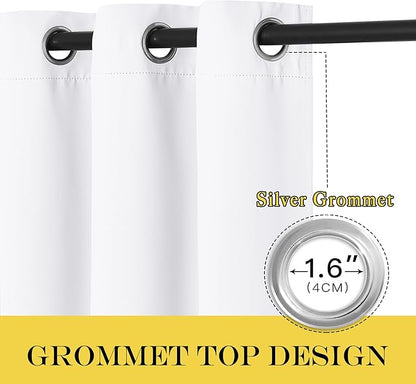 NICETOWN Extra Long Room Darkening Curtain 102 inches Long, Grommet Patio Door Curtain Thermal Drape Sound Reducing for Living Room/Bedroom (White, W66 x L102, 1 Panel)
