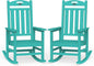 Oversized Outdoor Rocking Chair Set of 2, HDPE All-Weather Patio Rocking Chairs, High Back Outdoor Rocker for Porch, Patio, Lake Blue