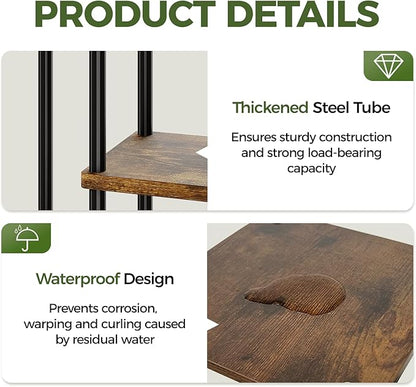 Bamworld Tall Plant Stand Indoor, 7 Tier Plant Shelf for Multiple Plants, Tiered Flower Pot Stands for Patio Garden Balcony Living Room Bedroom, Brown