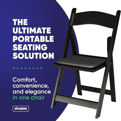 300 Black Resin Stackable Folding Chair - Comfortable Black Foldable Chair - Folding Chairs with Padded Seats - Indoor/Outdoor Folding Chairs for Events - Lightweight Foldable Chairs (300 Pack)