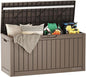 EAST OAK Outdoor Storage Box, 60 Gallon Deck Box Indoor and Outdoor Use, Waterproof Resin Storage Bin for Patio Cushions, Gardening Tools, Lockable, UV Resistant, Brown