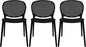 2xhome Set of 3 Patio Dining Chairs | Modern Stackable Outdoor Pool Side Chair | Weather Resistant Plastic for Yard, Porch, Balcony, Kitchen, Black