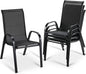 MAMIZO Patio Dining Chairs, Stackable All Weather Teslin Chair, Heavy Duty Outdoor Breathable Chairs Set, w/Armrests, Upgraded Chair FeetW/Strenthened Iron Spacers, 330 LBS (4, Black)