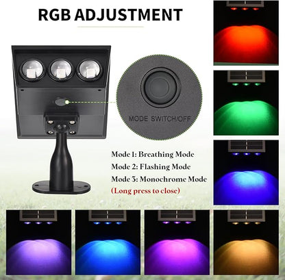Solar Spot Lights Outdoor, RGB Solar Landscape Spotlights IP65 Waterproof Adjustable Light House Lights Colorful Spot Light for Yard Garden Pathway (6)