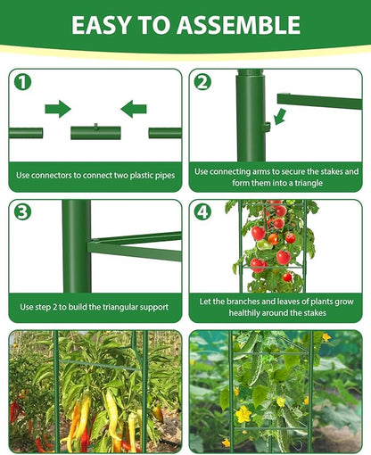 6 Pack Tomato Cages for Garden, 51in*13in Adjustable Tomatoes Plant Stakes Support Cages Trellis, Garden Trellis for Vegetable Flowers Fruits Climbing Plants- 20 Binding Wires Included