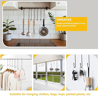 6 Pack 12 Inch Large S Hooks for Hanging Plants,Black Extra Matel Heavy Duty Hook for Hang Brsket,Bird House,Clothes,Kitchenware