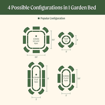 32" Extra Tall Raised Garden Bed Kits, 3.5 x 3.5 x 2.7ft Raised Planter Box Outdoor, 2 x 5 x 2.7ft Deep Root 4 in 1 Modular Metal Raised Beds for Gardening Vegetables Flowers Fruits - Sky Blue