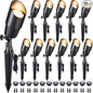 Gardenreet LED Spot Light Outdoor - Die-Cast Brass 12V Uplighting Waterproof, Low Voltage Landscape Lights Metal, Black for Fence Fountain with Daytime White MR16 Replaceable Bulbs (12 Pack)