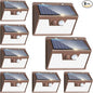 Peasur Brown Solar Lights Outdoor Motion Sensor 8 Pack, Ultra-Bright 3 Mode 140LED Fence Security Light Waterproof, Solar Wall Lighting for Patio Yard Step House Outside Cool White