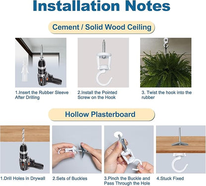 ONIKK Ceiling Hooks for Hanging Plants (4 PCS White), Heavy Duty Metal Plant Hooks, Screw in Hooks for Hanging Birdfeeders, Lamps, Planters, Indoor Outdoor Wall Baskets Hooks up to 33 lbs