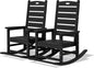 SERWALL Outdoor Rocking Chair Set of 2, Oversized Rocking Chair with Footboard for Adults, HDPE All Weather Resistant Rocking Chairs for Patio, 350lbs Weight Capacity, Black
