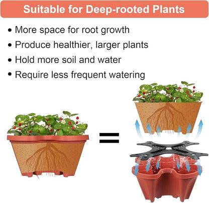 GameXcel Vertical Planter 6 Tier Stackable Planters Garden Planters Strawberry Herb Flower and Vegetable Planter Indoor Outdoor Gardening Pots with Removable Wheels and Tools 2-Pack