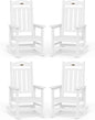 Oversized Rocking Chairs Outdoor Set of 4, High Back Porch Rocking Chair, HDPE All Weather Resistant Patio Chairs, 380lbs Weight Capacity, White