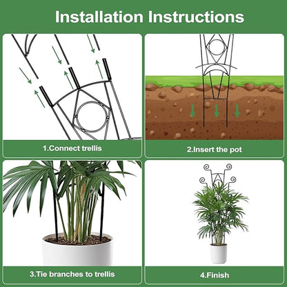 Indoor Plant Trellis for Climbing Plants 2 Pack Small Garden Metal Support for Potted Plants Flowers Houseplants for Outdoor