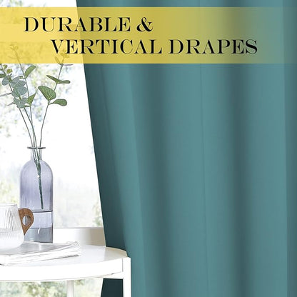NICETOWN Blackout Curtains 54 Inches Long, Thermal Insulated Room Darkening Curtains for Bedroom, Window Treatment Drapes for Living Room Nursery (W66 x L54 Inch, Sea Teal, 1 Panel)