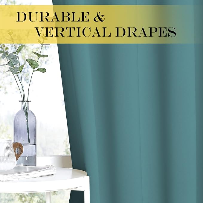 NICETOWN Bedroom Curtain Room Darkening Drapery 102 inches Length - Home Fashion Thermal Insulated Grommet Room Darkening Curtain for Living Room (Sea Teal, 1 Panel, 52 x 102 inches)
