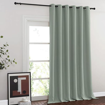 NICETOWN Blackout Room Divider Curtains for Sliding Glass Doors 102 Inches Long 1 Panel, Extra Wide Curtains for Doorway Patio Bedroom Living Room (Sage Green, 80Wx102L, 1 Panel)