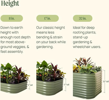 Vego garden Raised Garden Bed Kit, 11" Tall 6 in 1 Modular Metal Raised Planter Bed for Vegetables Flowers Patio Ground Planter Box, Pearl White