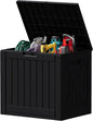 Devoko 40 Gallon Deck Box Outdoor Storage Box Waterproof for Patio, Large Outdoor Storage Bench Lockable for Outside (Black, 40 Gallon)
