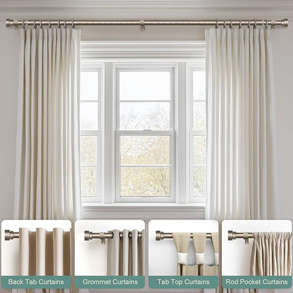 Retro Silver Curtain Rods for Windows 66 to 120 Inches Adjustable Length Heavy Duty 1" Diameter Window Curtain Rod with Decorative Finials for Outdoor Bedroom Kitchen Living Room Farmhouse
