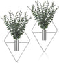 Jexine 4 Pcs Hanging Planters with Artificial Eucalyptus, Chrome Silver Wall Decor Metal Hanging Vase Indoor Plants Holder Modern Geometric Bathroom Decor for Living Room Home Office
