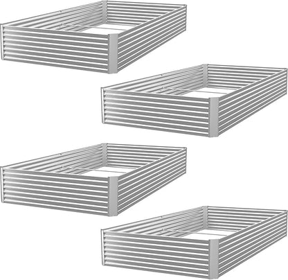 4 Pack 6x3FT Raised Beds for Gardening, Corrugated Galvanized Steel Raised Garden Bed, Outdoor Metal Above Ground Garden Bed for Vegetables and Flowers(Rectangular)