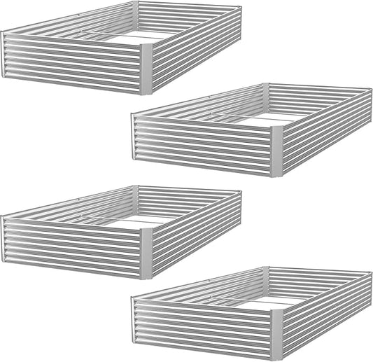 4 Pack 6x3FT Raised Beds for Gardening, Corrugated Galvanized Steel Raised Garden Bed, Outdoor Metal Above Ground Garden Bed for Vegetables and Flowers(Rectangular)