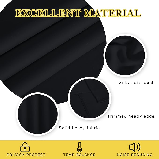 NICETOWN Blackout Patio Curtain Extra Wide and Long W100 x L120, Grommet Top Solid Panels Room Darkening Blind Thermal Insulated for Living Room/Sliding Glass Door, 1 Panel, Black