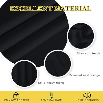 NICETOWN Bedroom Black Out Curtain 54 inches Long - Solid Thermal Insulated Grommet Blackout Window Treatment Sound/Light Blocking for Basement (1 Panel, W66 x L54, Black)